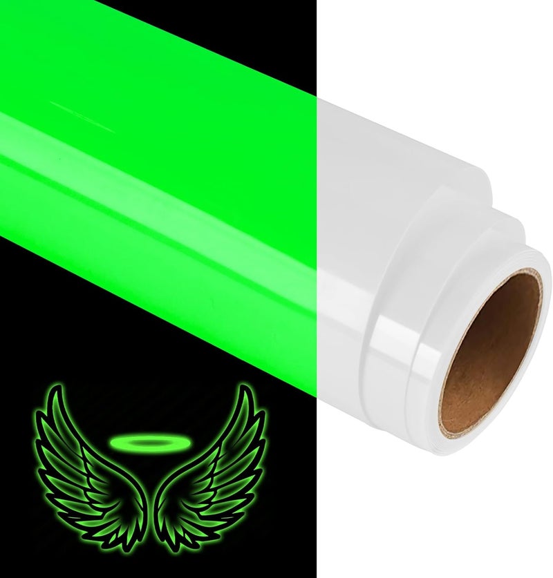 TransWonder Glow in The Dark 3D Puff Vinyl Heat Transfer - Luminous Fluorescent HTV Puff Vinyl 12x6' Puff Heat Transfer Vinyl for T Shirts by (White to Green) - Image 1